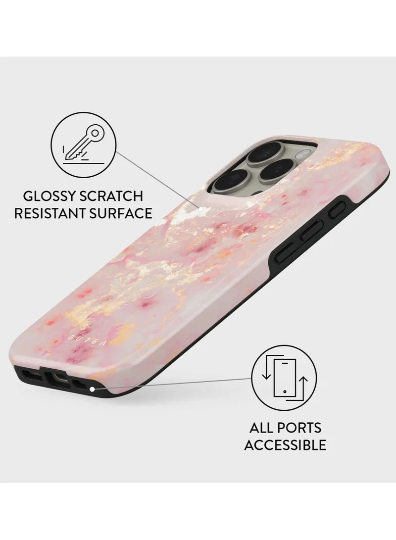 BURGA iPhone 16 Pro Max Case, 2 Piece Hard Shell + TPU Interior, Shock Absorption, All Port Accessible, Raised Bezel For Screen & Camera Protection, Never Fading HQ Print,  Golden Coral