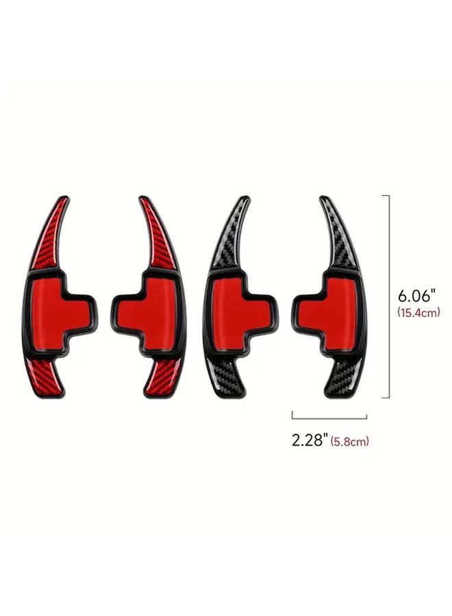 Red Carbon Fiber Steering Wheel Paddle Shifter Trim Sticker Interior Kit - Image 3