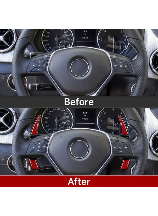 Red Carbon Fiber Steering Wheel Paddle Shifter Trim Sticker Interior Kit - Image 5