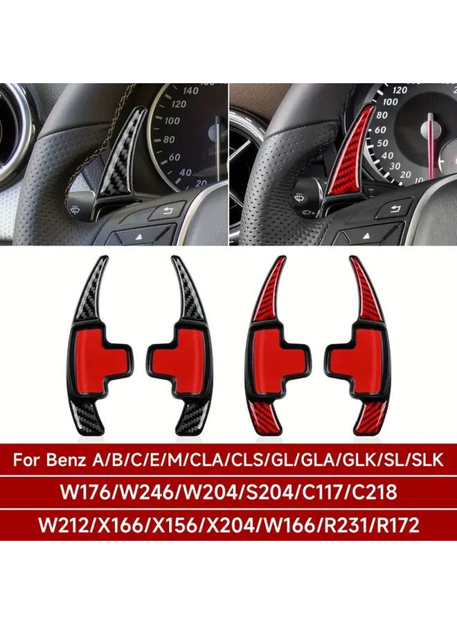 Red Carbon Fiber Steering Wheel Paddle Shifter Trim Sticker Interior Kit - Image 1