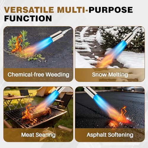 Charouse Propane Torch Weed Burner with Push Button Igniter, 10FT Hose & 500,000 BTU (Max 1.8M), Heavy Duty Detachable Blow Torch for Ice Melting, Roofing, Garden & Outdoor Use, Fits 5-40lb Propane Tanks - Image 5