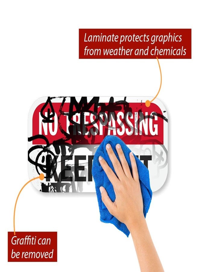 SmartSign - K-7073-AL-06x12 "No Trespassing - Keep Out" Sign | 6" x 12" Aluminum Black/Red on White - Image 5