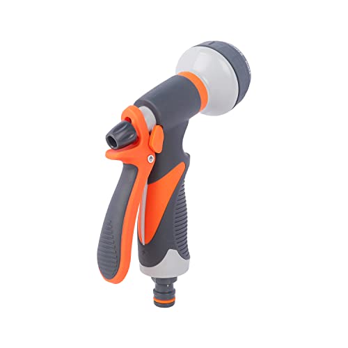 Garbnoire 8 in 1 Heavy Duty Hose Nozzle Water Spray High Pressure for Gardening, Flower, Plants, Lawn, Multi Functional Cleaning, Showering Pet & Wash Cars,8 Pattern Orange Gun, Pack of 1, ABS plastic - Image 2