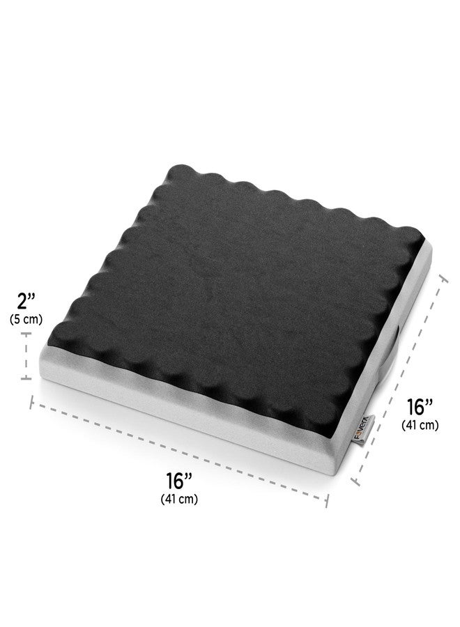FOVERA Premium Gel Seat Cushion - Soft Velvet Cover & Grid Gel Design for Sciatica, Tailbone & Pressure Sores - Cooling Comfort for Office, Car & Wheelchair - 16 x 16 Inch, Black - Image 5