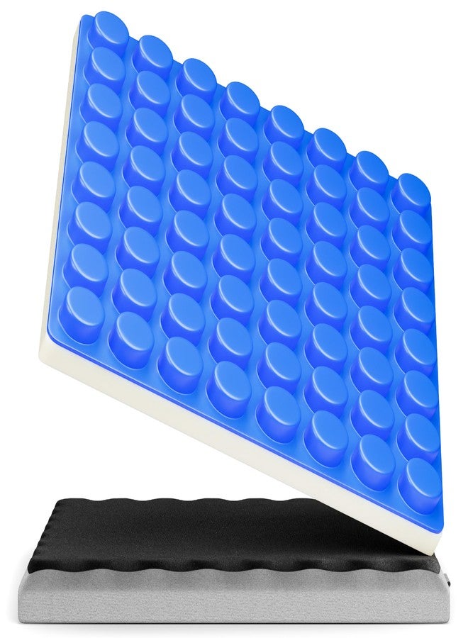 FOVERA Premium Gel Seat Cushion - Soft Velvet Cover & Grid Gel Design for Sciatica, Tailbone & Pressure Sores - Cooling Comfort for Office, Car & Wheelchair - 16 x 16 Inch, Black - Image 1