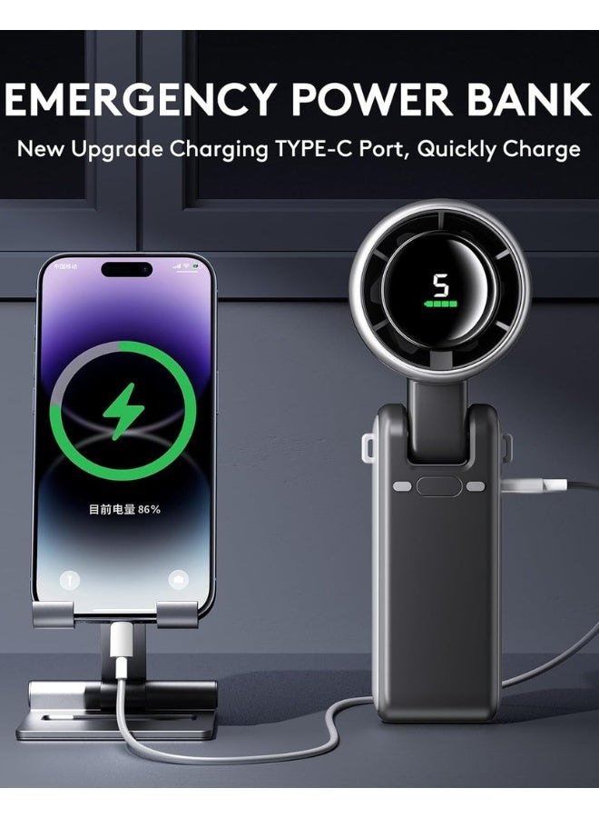 Chase Up Foldable Handheld Fan, Portable High Speed Rechargeable 10000mAh Mini Turbo Fan, Digital Display, 5 Speed Adjustable Personal Small Pocket Fan, Gifts for Women Men Travel Camp Outdoor Office - Image 2