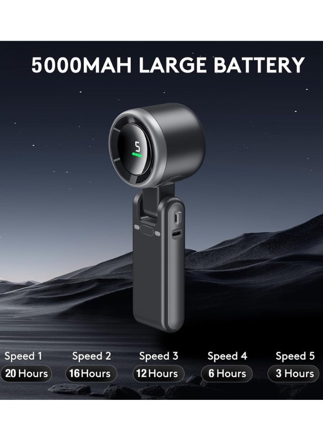 Chase Up Foldable Handheld Fan, Portable High Speed Rechargeable 10000mAh Mini Turbo Fan, Digital Display, 5 Speed Adjustable Personal Small Pocket Fan, Gifts for Women Men Travel Camp Outdoor Office - Image 5