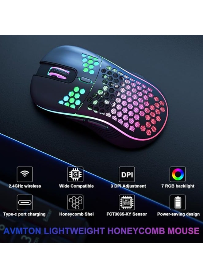 Wireless Mouse wireless gaming mouse Rechargeable PC Mouse with RGB Backlit 6 Buttons Adjustable Ergonomic for Laptop, PC etc Gaming Mouse Wireless Black - pzsku/Z463BE64DE4EDA838299FZ/45/_/1721557853/b23f8f7b-5f66-4399-a42b-d74e63e1db54