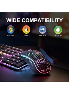 Generic Wireless Mouse wireless gaming mouse Rechargeable PC Mouse with RGB Backlit 6 Buttons Adjustable Ergonomic for Laptop, PC etc Gaming Mouse Wireless Black  - Image 3
