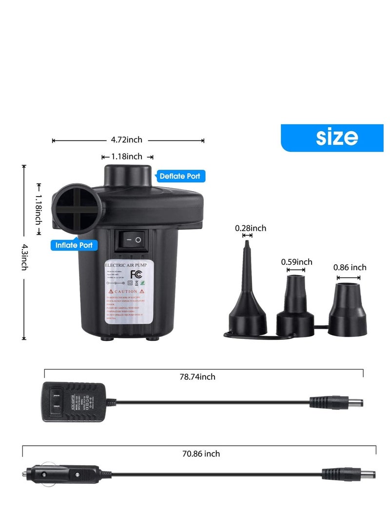 KASTWAVE Electric Air Pump Mattress for Inflatables, 230V AC 12V DC Portable Inflator, Deflator Pumps with 3 Nozzles, Pump for Outdoor Camping, Air Inflatable Beds Boats Raft, Pool Floats Toys - Image 4