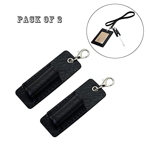 boshiho Genuine Leather Pen Holder, 2 Pack Boshiho Pen Pencil Holders for Badge Holder or Neck Lanyard (Black 1) - Image 3