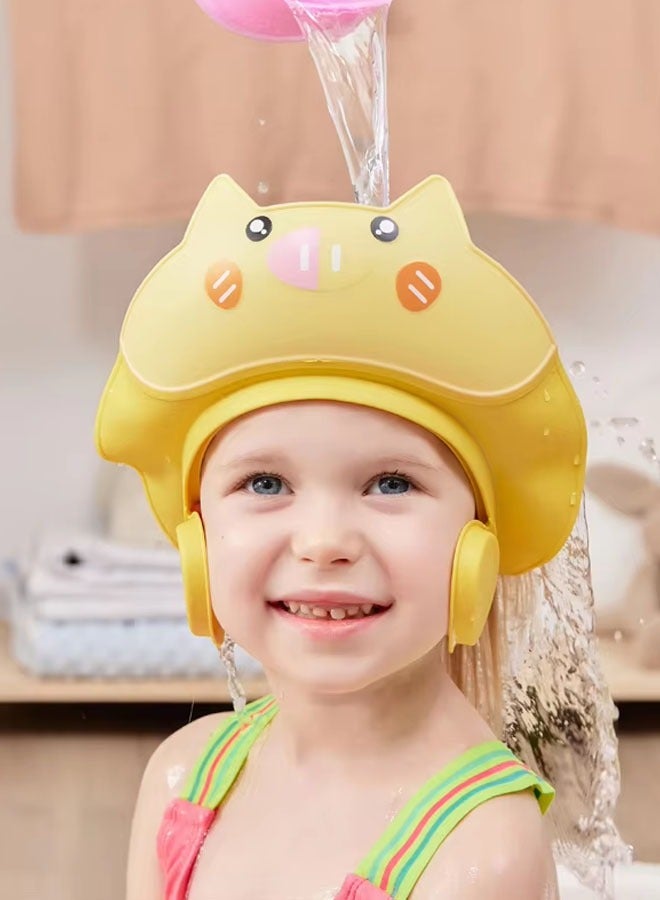 Vividorad Baby Shower Cap, Shower Cap for Kids,Bath Bathing Shower Cap Hat ,Wash Hair Shield Hat,Adjustable Shampoo Visor Bath Hat, Infants Soft Protection Safety, Protect Ear Eye Baby Hair Washing Aids for Baby Toddler Children Kids (Blue Pink Yellow) - Image 1