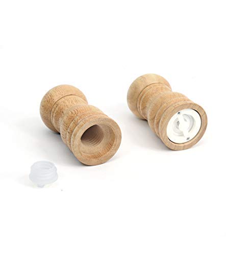 THW® 4-Inch Wooden Salt and Pepper Grinder Set – Compact Manual Salt Shaker and Pepper Mill Crusher, Rustic Condiment Holder for Home & Kitchen - Image 3