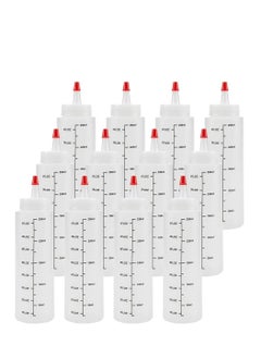 Oasisgalore 12 Pack 8 oz. Condiment Squeeze Bottles with Red Tips - Plastic for Ketchup, Sauces, Crafts  - Image 1