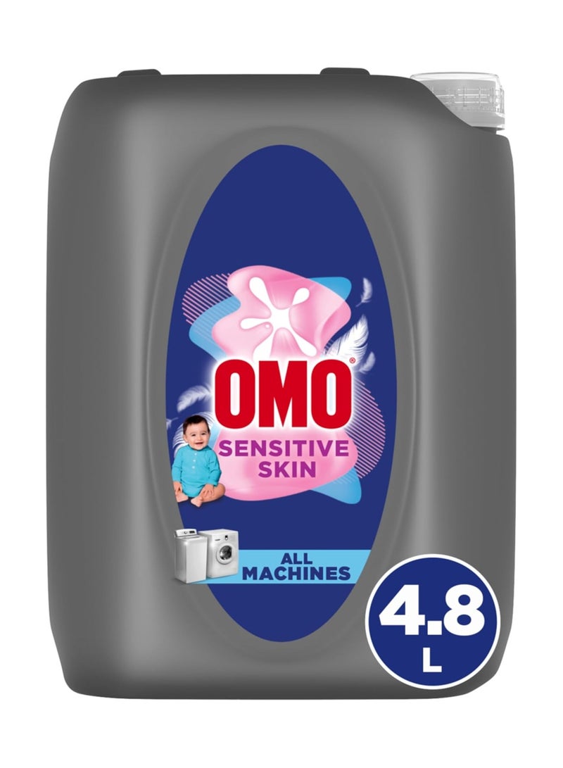 Omo مسحوق غسيل سائل OMO، للبشرة الحساسة، لطيف على البشرة، قوي على البقع، 4.8 لتر