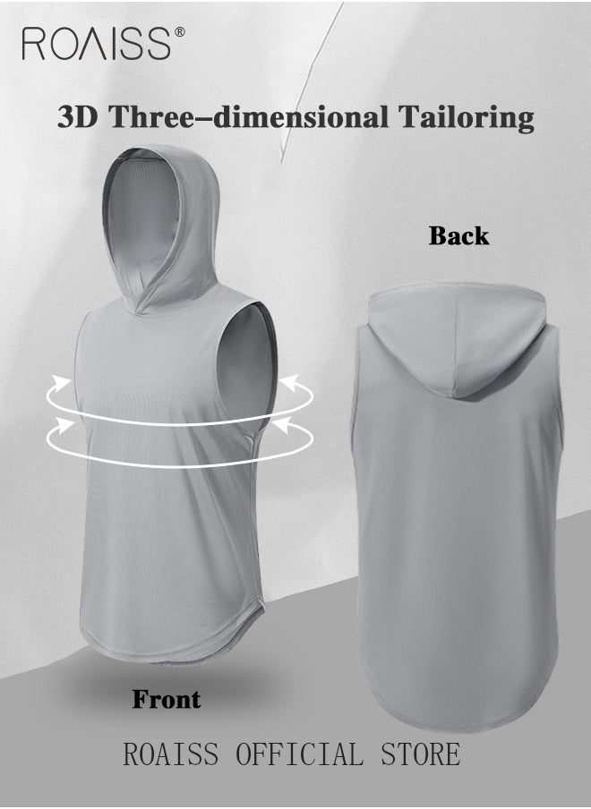 roaiss - 2 Pack Men's Sleeveless Sports Tank Top Gym T-Shirt Muscle T-Shirt With Hood Quick Dry Workout Tank Top - Image 1