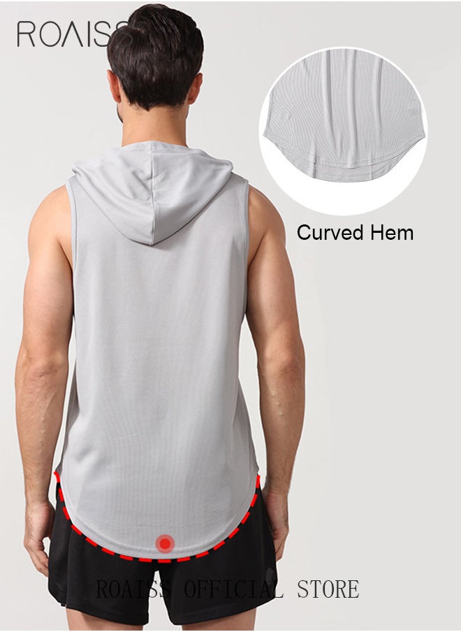 roaiss - 2 Pack Men's Sleeveless Sports Tank Top Gym T-Shirt Muscle T-Shirt With Hood Quick Dry Workout Tank Top - Image 1