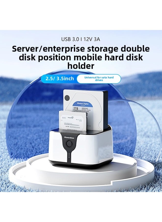 Generic 2.53.5 Inch Hard Disk Holder Dual Disk Position Usb3.0 Offline Copy Machine Sata Desktop Solid State Mechanical Hard Disk Box-Colour:Aluminum Alloy Gray National Standard Power Supply  - Image 2