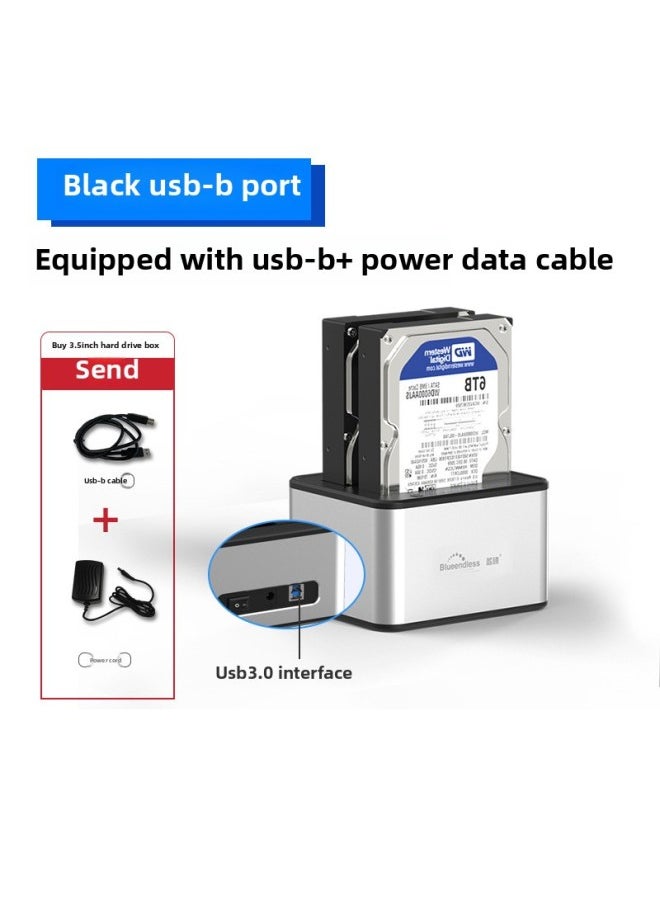 Generic 2.53.5 Inch Hard Disk Holder Dual Disk Position Usb3.0 Offline Copy Machine Sata Desktop Solid State Mechanical Hard Disk Box-Colour:Aluminum Alloy Gray National Standard Power Supply  - Image 1
