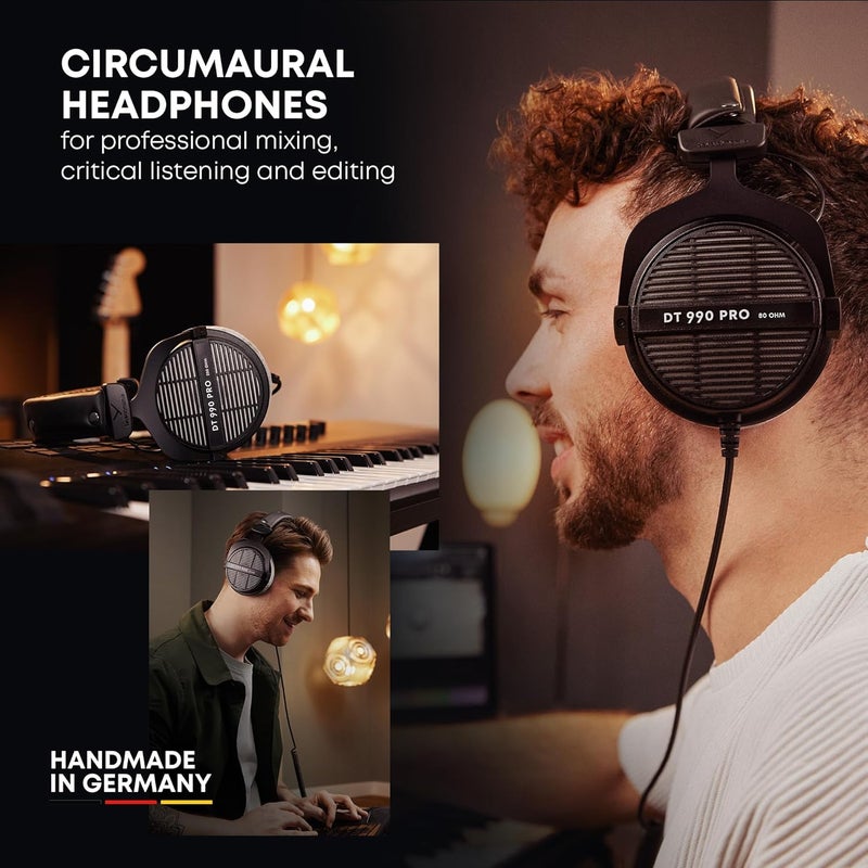 Beyer Dynamic DT 990 PRO Over-Ear Studio Monitor Headphones - Open-Back Stereo Construction, Wired (80 Ohm, Grey) - Image 3