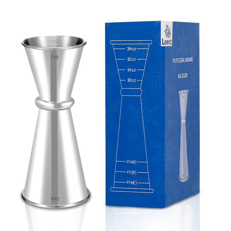Lexenic 1oz-2 oz Japanese Jigger with 7 Measurements Inside for Bartender, Premium 304 Stainless Steel Heavy-Duty Jigger, Bar Accessories for The Home Bar Set (Pack 1) - Image 1