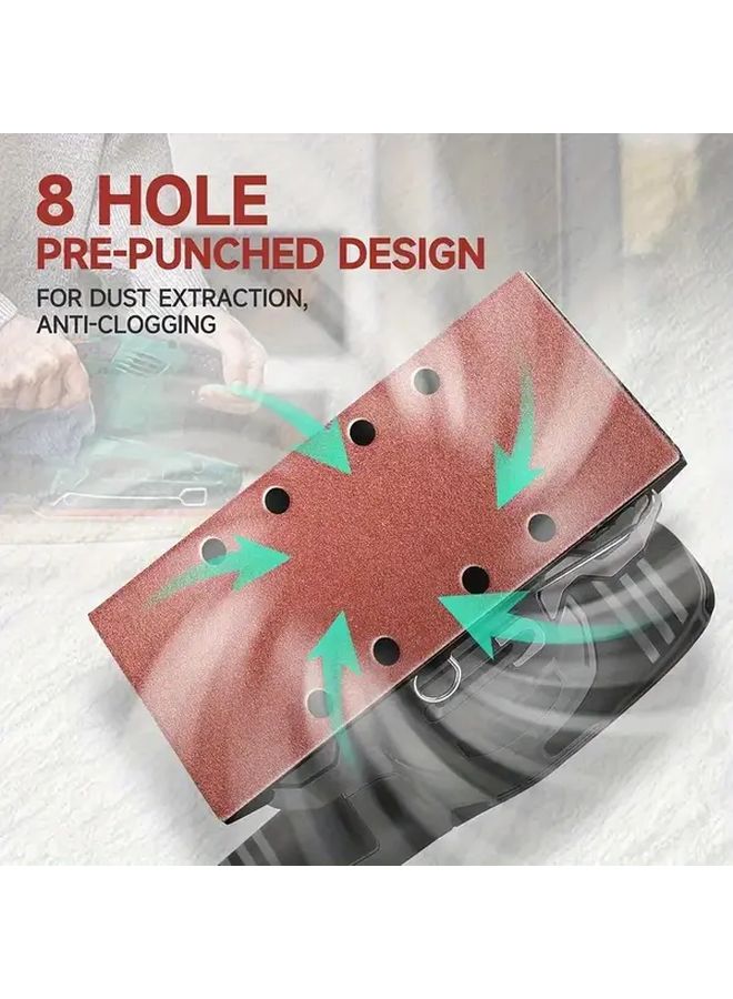 30Pcs 400 Grit Flocking Sandpaper 8 Hole Rectangular Paper Polishing Rust Removal - Image 5