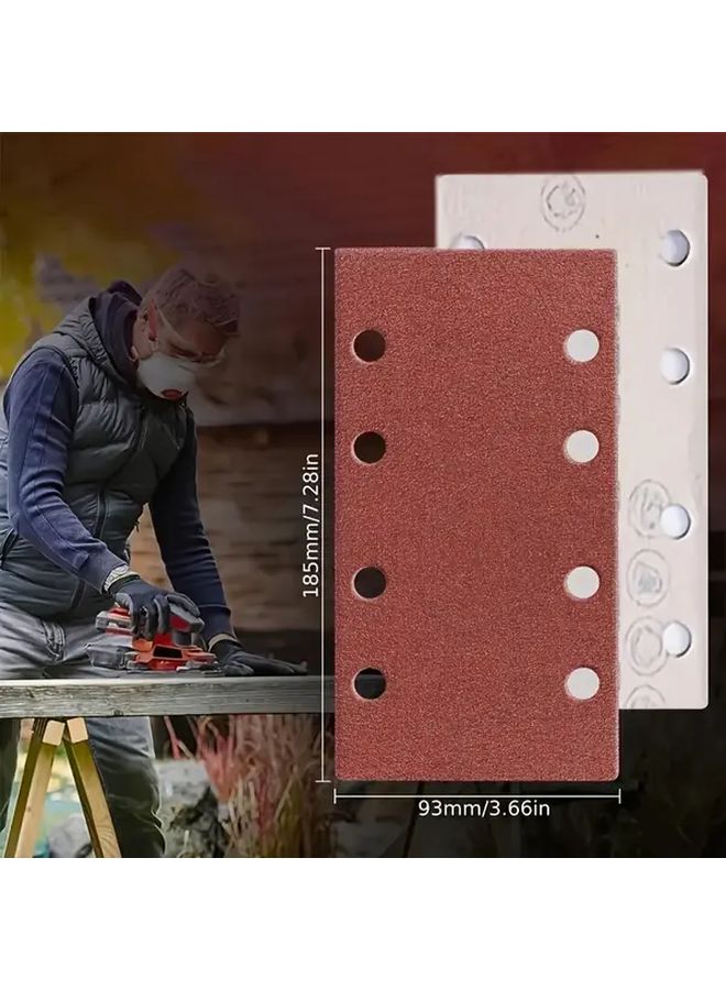 30Pcs 400 Grit Flocking Sandpaper 8 Hole Rectangular Paper Polishing Rust Removal - Image 3