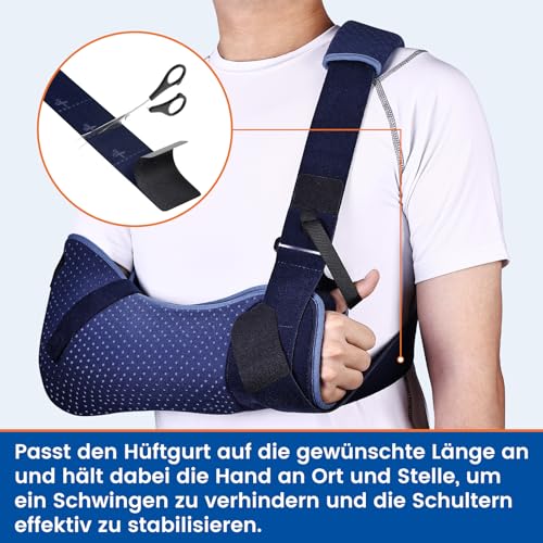 Willcom Arm Sling for Shoulder Injury with Waist Strap - Immobilizer Brace Support for Sleeping, Rotator Cuff Surgery (Comfort Version, Right, Large, 40-51 inch) - Image 4