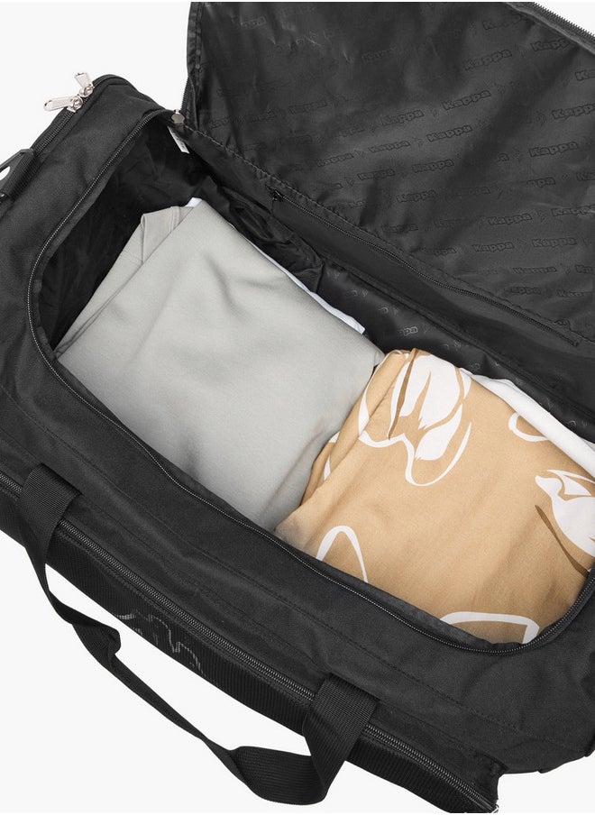 Kappa - Logo Print Duffle Bag with Detachable Strap and Zip Closure - Image 1