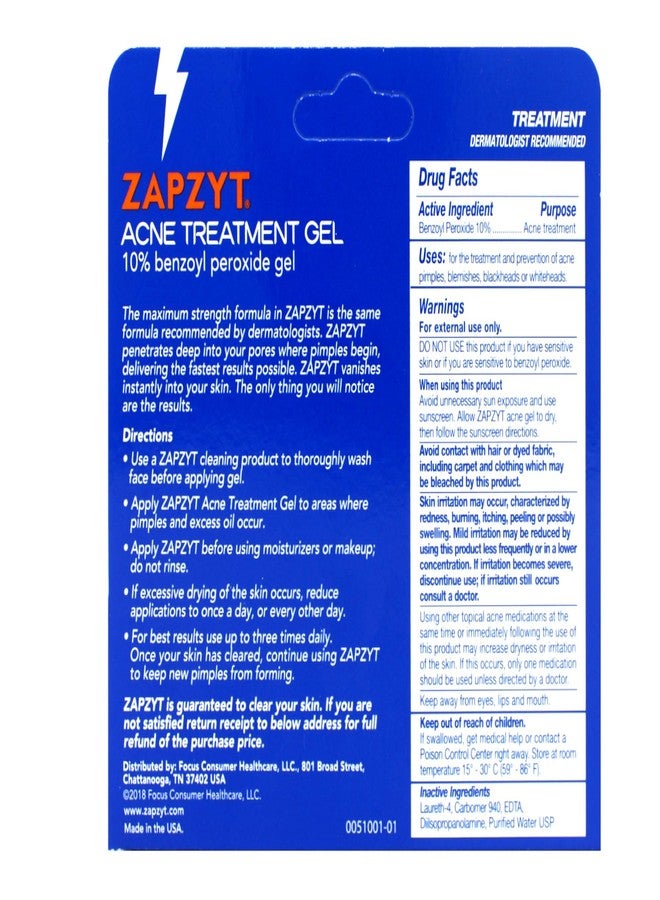 زابزيت جل علاج حب الشباب Zapzyt ذو القوة القصوى 10% بنزويل بيروكسيد 1 أونصة. - Image 4