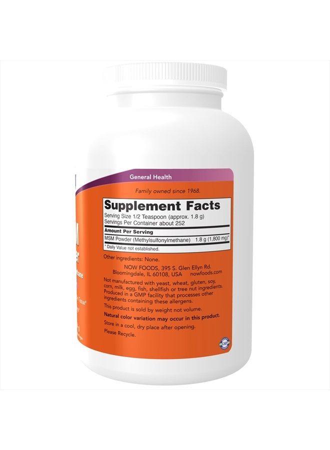 now Supplements, MSM (Methylsulfonylmethane) Powder, Supports Healthy Cartilage*, Joint Health*, 1-Pound - Image 2