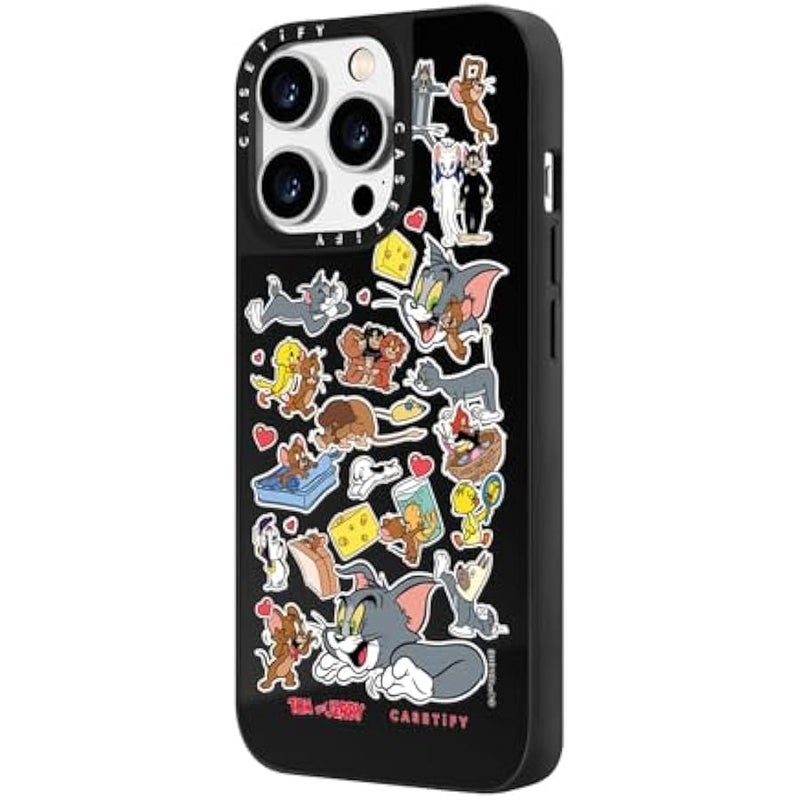 Casetify Mirror Case for iPhone 14 Pro 【Tom and Jerry Colab/Reflective / 4.9ft Drop Protection/Compatible with Magsafe】 - Family Sticker - Black on Black - Image 4