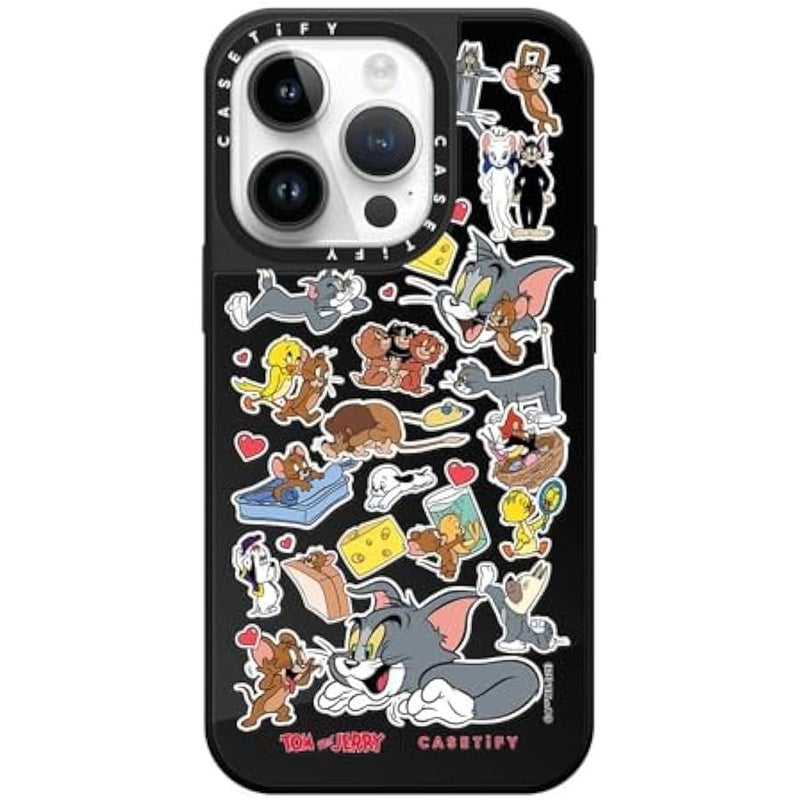 Casetify Mirror Case for iPhone 14 Pro 【Tom and Jerry Colab/Reflective / 4.9ft Drop Protection/Compatible with Magsafe】 - Family Sticker - Black on Black - Image 5