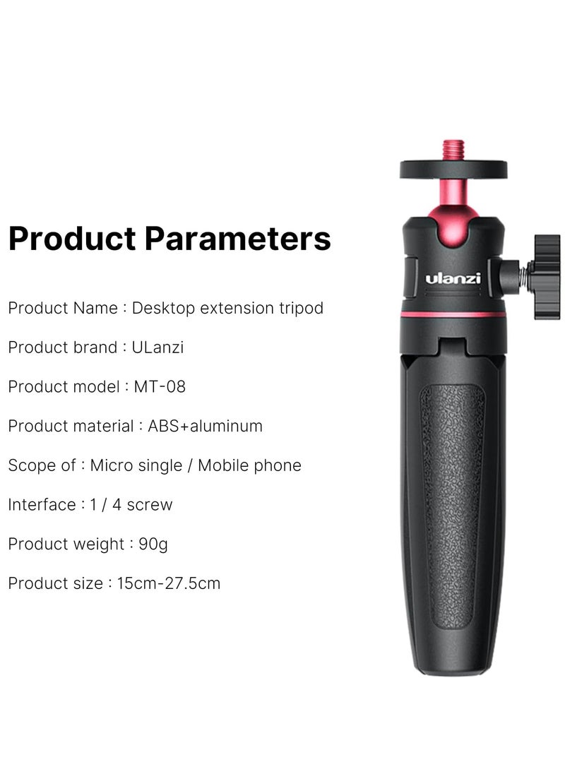 Ulanzi - Ulanzi MT-08 Extendable Handheld Compact Travel Tripod 1601 Portable Mini Tripod with 1/4" Screw, Compatible with Sony ZV1/ RX100 VII/ RX1R II, Canon G7X Mark, Fujifilm X100V, Leica Q2 - Image 1
