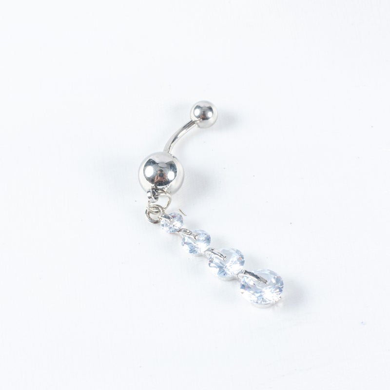 The Black Pearl Accessories Silver Zirconic Stainless Steel Belly Piercing