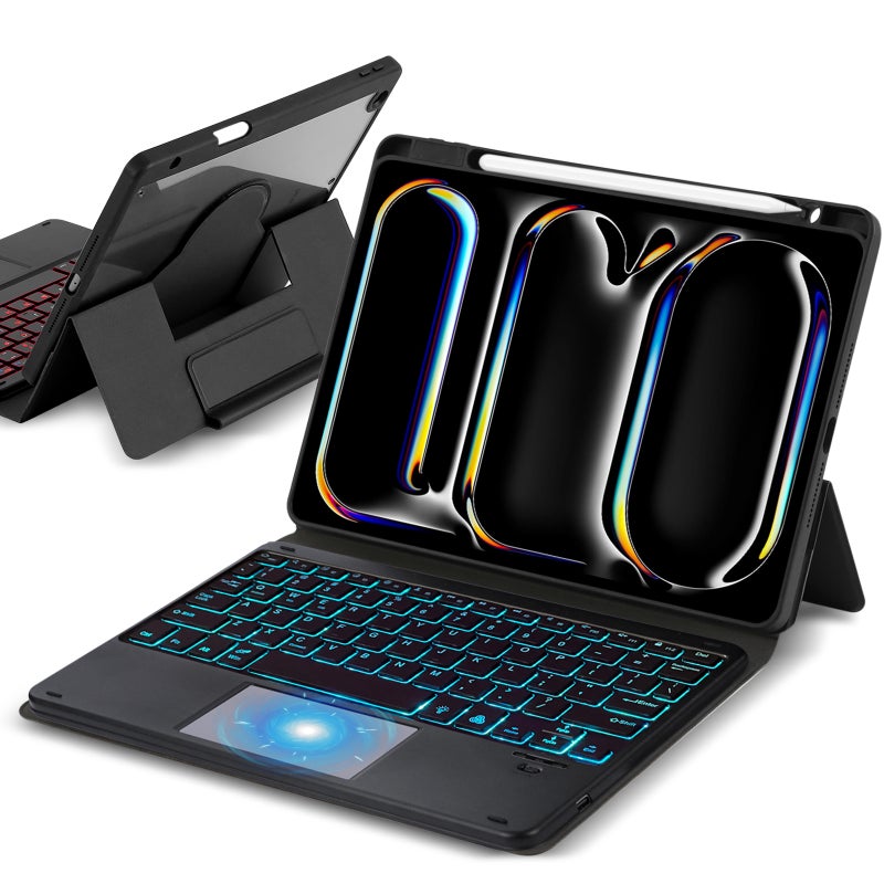 Magnetic Keyboard Case: 10.2/10.9/11 Inch Black ABS Key Flexible Keyboard - 3-Gear Stand Slot Card Position for iPad, iPad Air, iPad Pro Office Use - Image 1