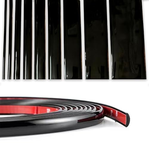 NANSH 16Ft Glossy Black Extra Thick Auto Molding Trim Universal Bumper Window Door Body Side Decorative Strip ScratchProof Width 14inch 6mm - Image 1