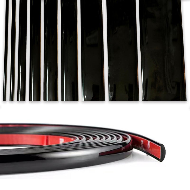 NANSH 16Ft Glossy Black Extra Thick Auto Molding Trim Universal Bumper Window Door Body Side Decorative Strip ScratchProof Width 14inch 6mm - Image 3
