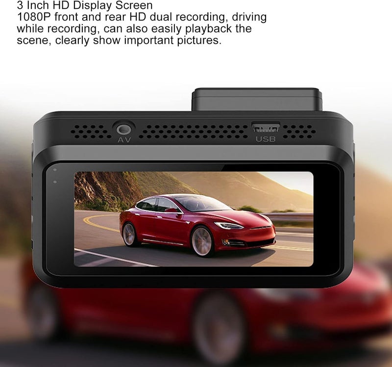 أنجريك Car Dual Dash Cam, 24 Hour Parking Monitoring, 1080P Car Driving Recorder for Parking Monitor - Image 3