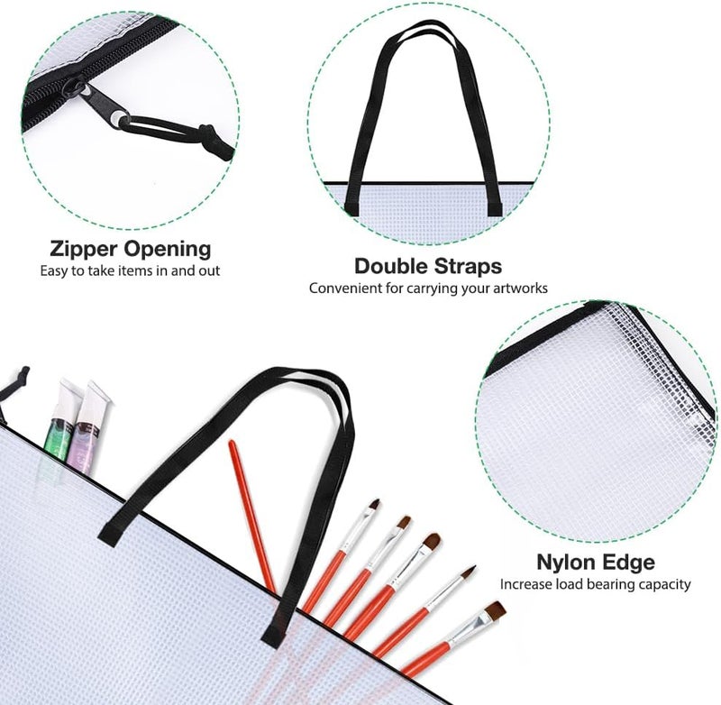 Opret 4 Pack 19x25 inch Art Portfolio Bags, Artwork Storage Case with Handle and Zipper Vinly Mesh Folder Organizers for Bulletin Boards, Scrapbooks, Keepsake and Poster Storage - Image 3