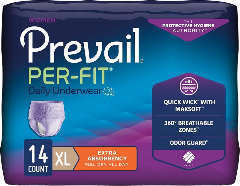 Prevail Prevail Per-Fit for Women Daily Protective Underwear - Pull-up Incontinence Underwear - Disposable Adult Diaper for Women - Extra Absorbency - X-Large - 14 Count Bag 