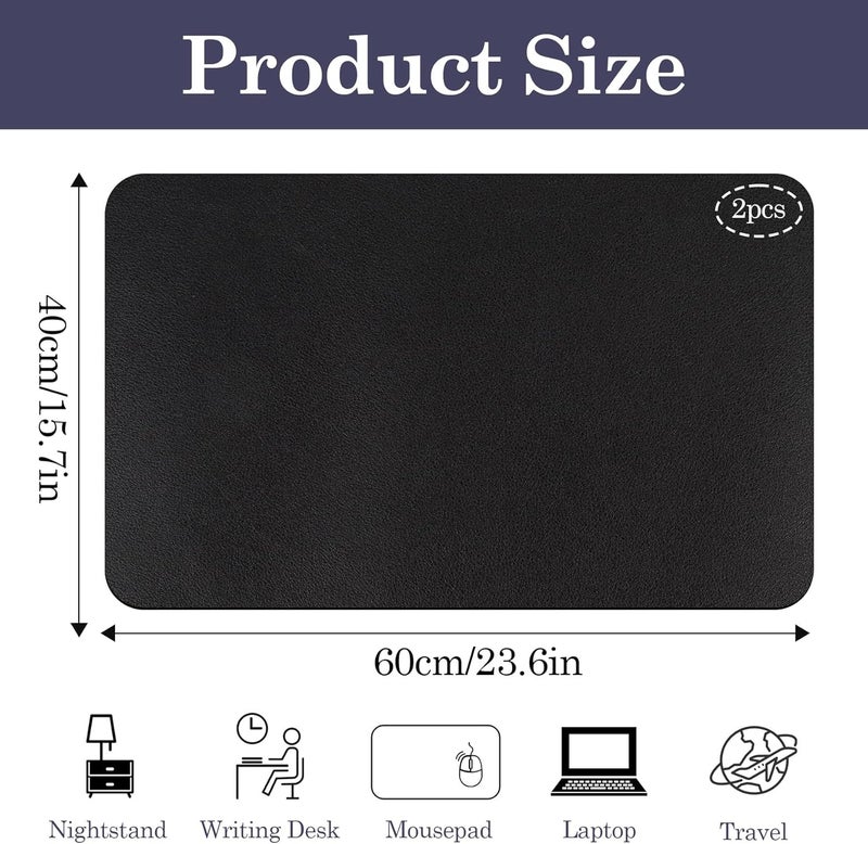 Klmnop 2 Pcs Nightstand Mat 1.8mm Thick, Double-Sided Use Waterproof Nightstand Leather Protector, 15.8" x 23.6" Bedside Table Cover–Protect Nightstands Coffee Tables Dresser Tables from Liquids Dirt - Image 2
