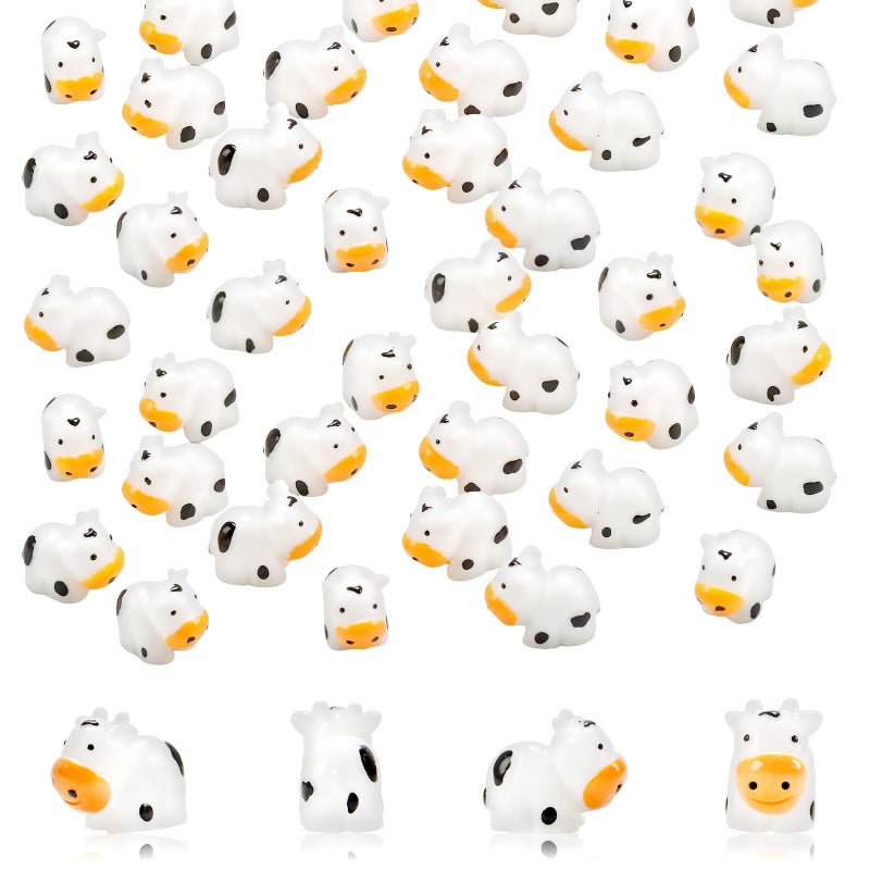 Aydinids 35 Pc Mini Resin Cows  Forest Animals Figures Set  Tiny Resin Animals  Miniature Cows for Fairy Garden  Micro Landscape Ornaments Kit