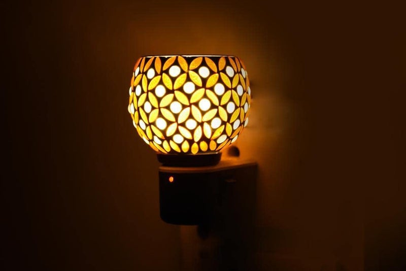 DRAMIQ Beautiful Ceramic Aroma DiffuserKapoor Dani Cum Night Lamp Made in India bakhoor dani Camphor Diffuser Night Lamp with ONOff Button for Heating KEC51