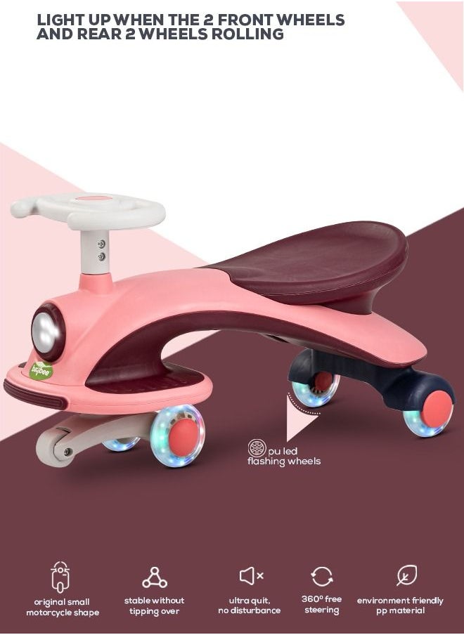 BAYBEE Aero Baby Ride On Push Magic Swing Cars For Kids With Scratch Free Flashing Led Pu Wheels Music Age 3+ Years Children Boys Girls Pink  - Image 4