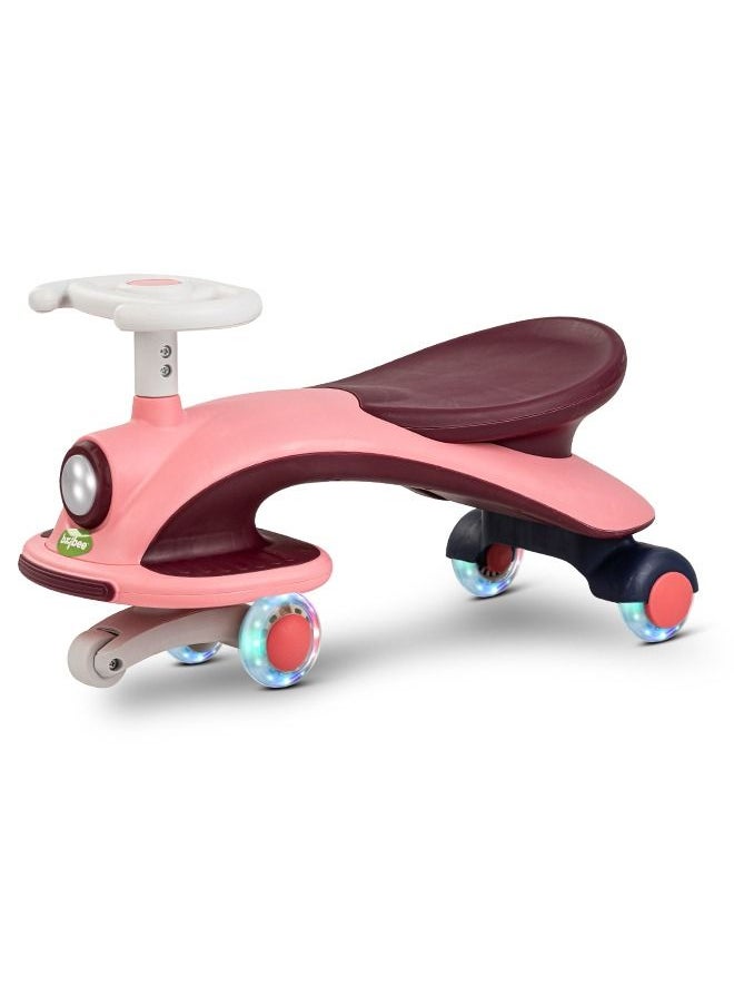 BAYBEE Aero Baby Ride On Push Magic Swing Cars For Kids With Scratch Free Flashing Led Pu Wheels Music Age 3+ Years Children Boys Girls Pink  - Image 1