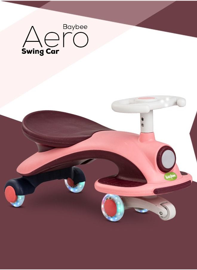 BAYBEE Aero Baby Ride On Push Magic Swing Cars For Kids With Scratch Free Flashing Led Pu Wheels Music Age 3+ Years Children Boys Girls Pink  - Image 2