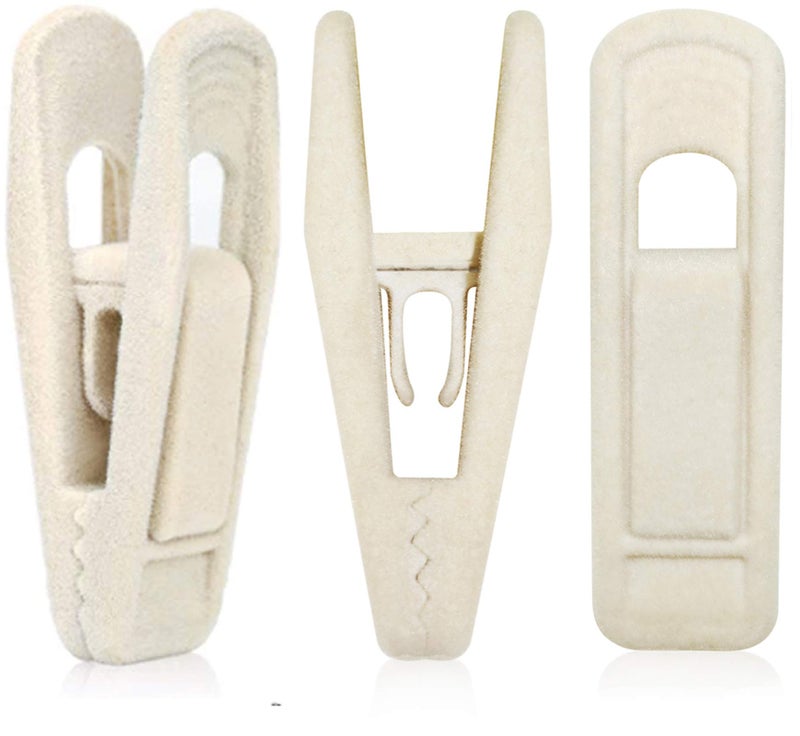TOFIIGREM Beige Velvet Hanger Clips (60-Pack)  Non-Slip Velvet Clip Work Perfectly for Ivory/Beige Velvet Hangers  Pant Skirt Hanger Velvet Clips Fit for Velvet Clothes Hangers - Image 1