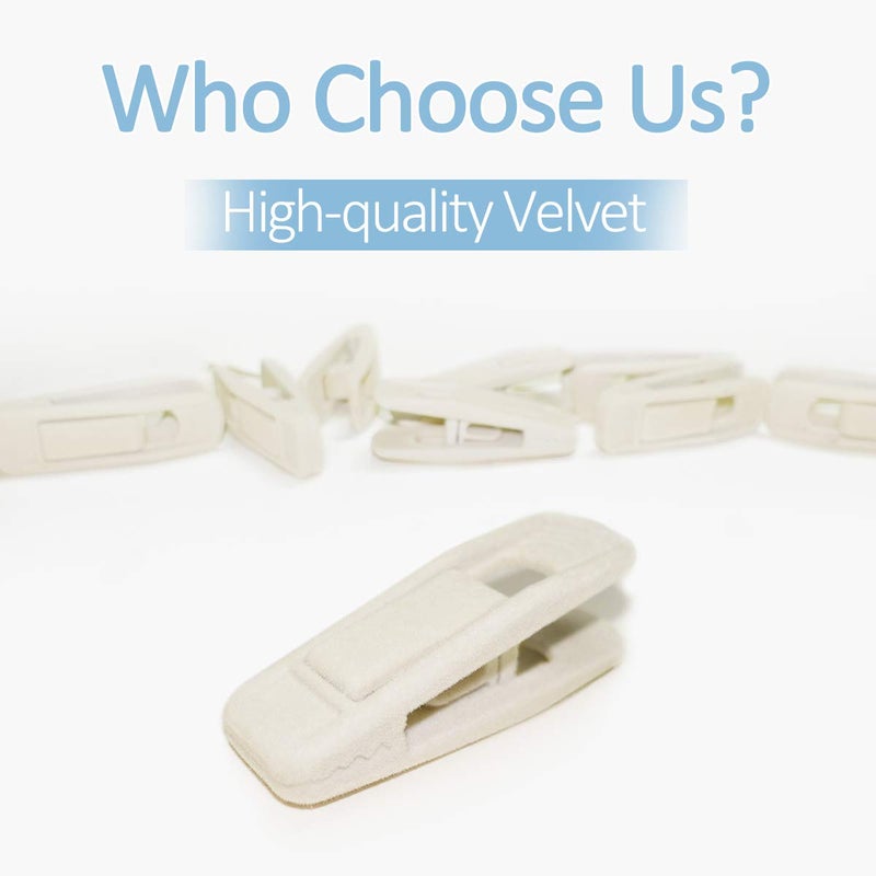 TOFIIGREM Beige Velvet Hanger Clips (60-Pack)  Non-Slip Velvet Clip Work Perfectly for Ivory/Beige Velvet Hangers  Pant Skirt Hanger Velvet Clips Fit for Velvet Clothes Hangers - Image 2