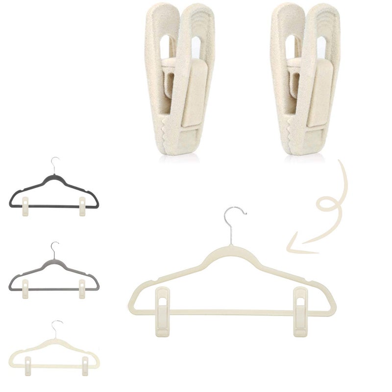 TOFIIGREM Beige Velvet Hanger Clips (60-Pack)  Non-Slip Velvet Clip Work Perfectly for Ivory/Beige Velvet Hangers  Pant Skirt Hanger Velvet Clips Fit for Velvet Clothes Hangers - Image 3